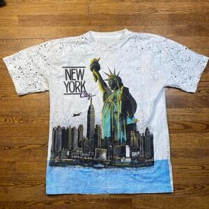Vintage 90s Rare Island Boyz New York City World Trade Center AOP T Shirt XL